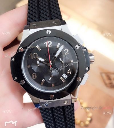 Best Replica Hublot Big Bang Chronograph Watch SS Black Bezel